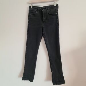 & Denim Slim Ankle High Waist Women's Black Studded Jeans Size 27